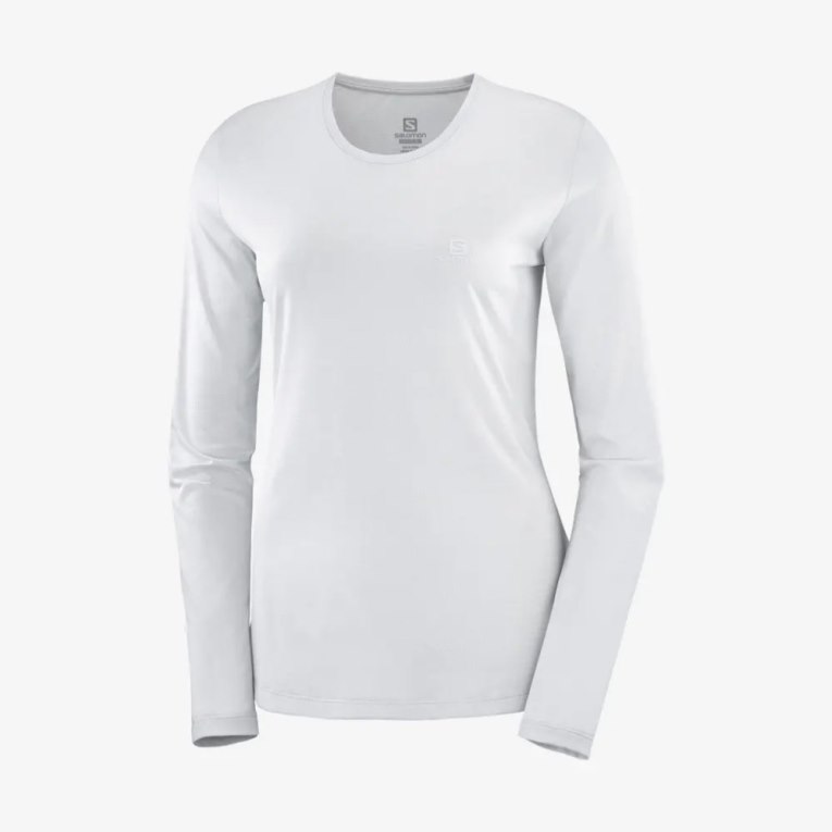 Camiseta Salomon Agile Long Sleeve Mujer Blancos | MX ITUF305